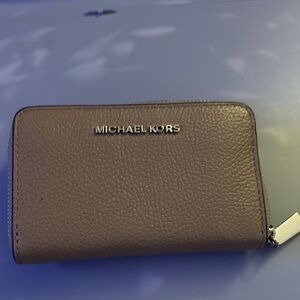 Michael Kors Taupe Leather Zip Wallet